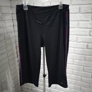 Denise Austin Qwick-Dri Ladies Black Size Large Elastic Waist Capri Length Pants
